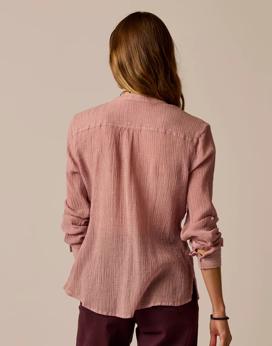 Dylan Gauze Shirt: Rouge Crossdye