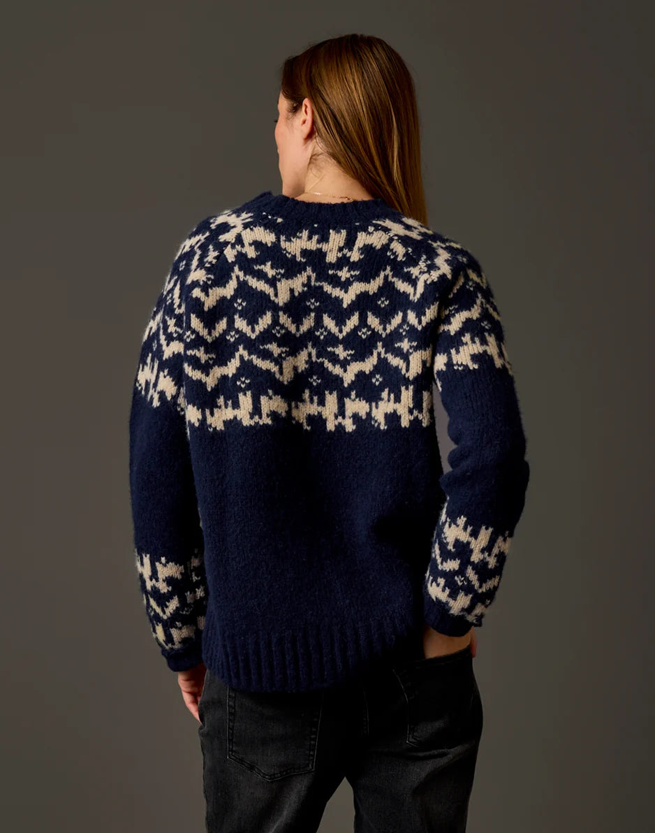 Aria Fairisle Sweater: Navy Fairisle