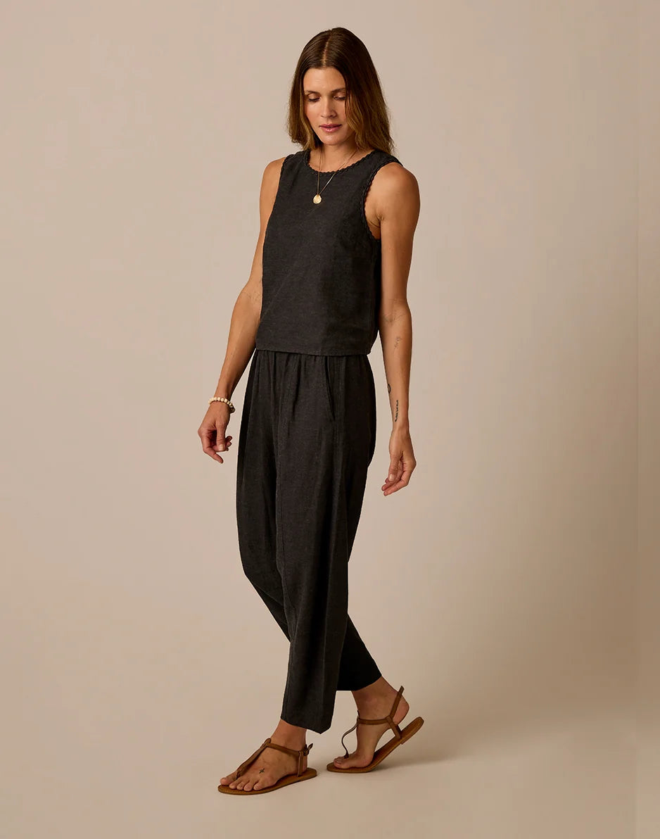 Freya Linen Pant: Black Chambray