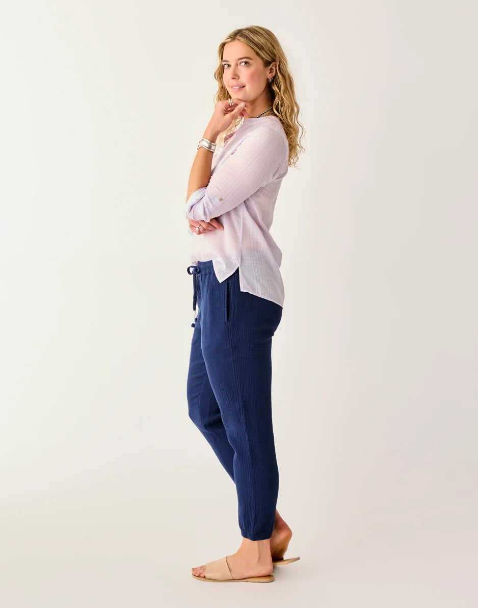 Calista Gauze Pant: Navy