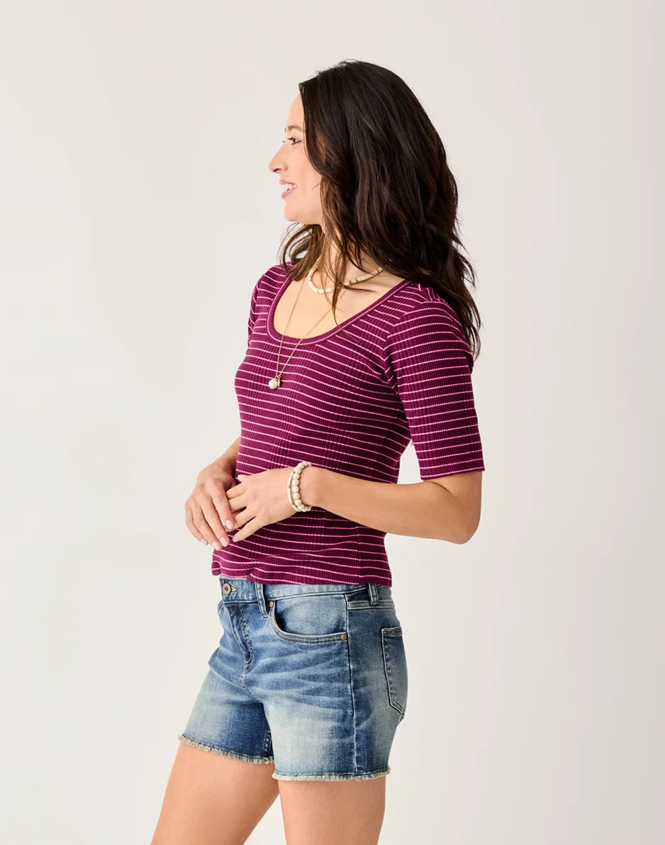 Asher Rib Top: Nirvana Stripe - FINAL SALE