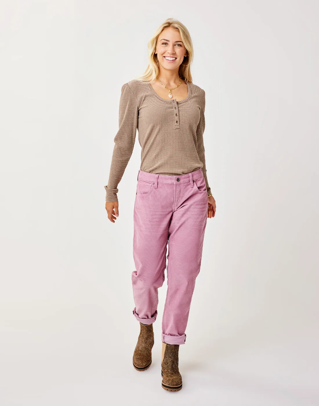 Emma Top: Dk. Brown Stripe - FINAL SALE