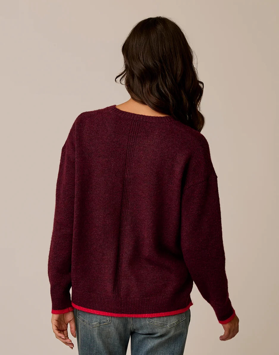Drue Fuzzy Sweater: Sangria w. Deep Rouge