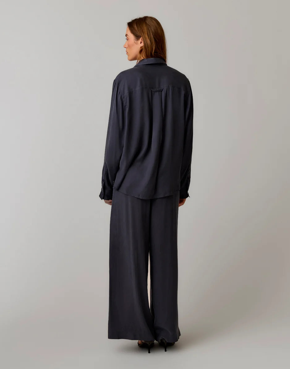 Angela Kindsilk Top: Washed Charcoal Blue