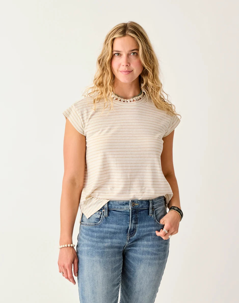 Astrid Hemp Tee: Birch Stripe - FINAL SALE