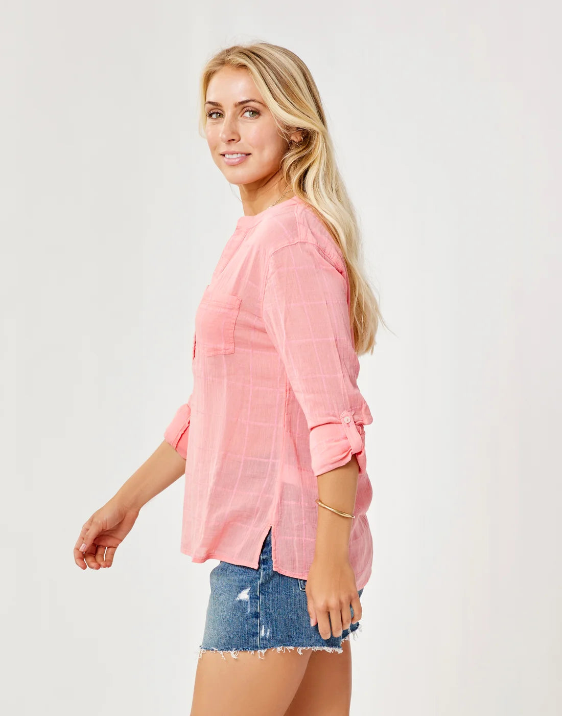 Dylan Textured Shirt: Grapefruit - FINAL SALE