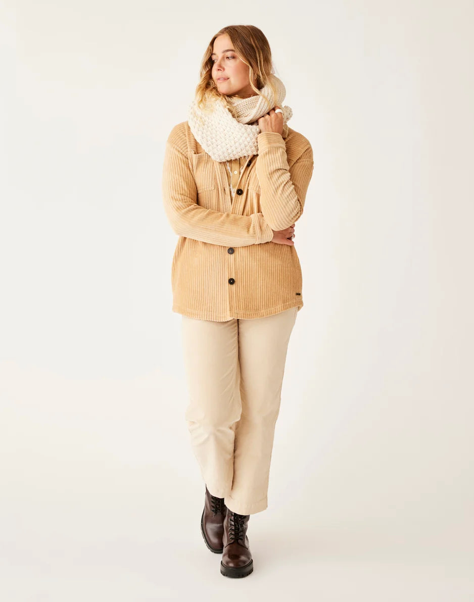 Hudson Stretch Cord Shacket: Camel