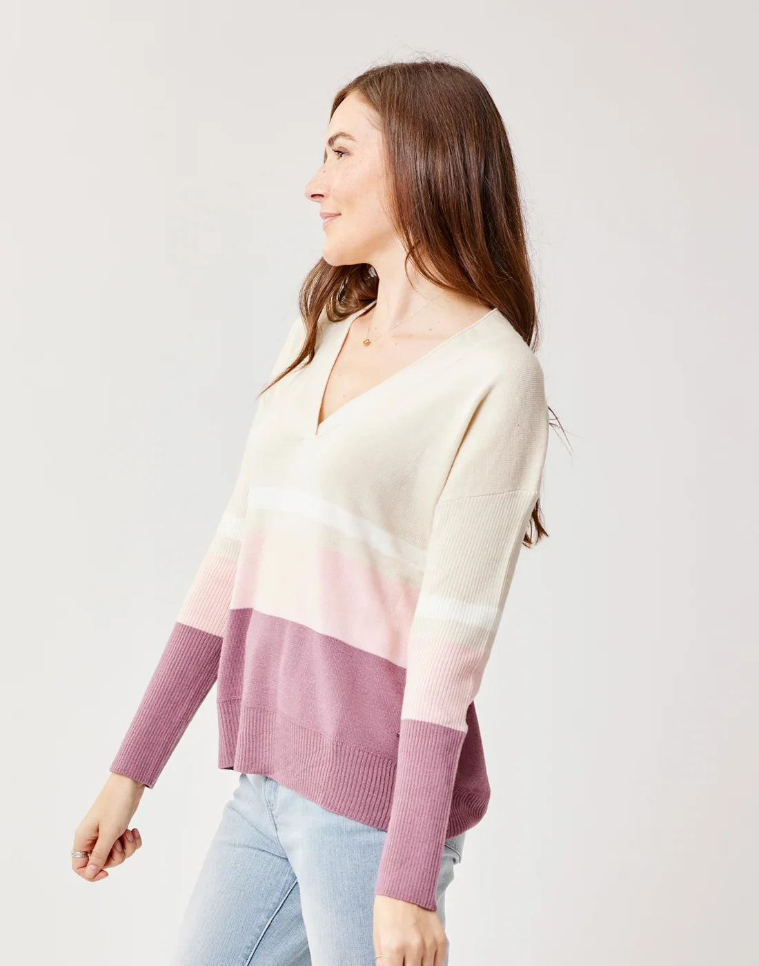 Aurora Sweater: Birch Colorblock