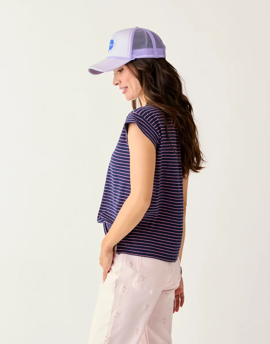 Astrid Hemp Tee: Navy Stripe - FINAL SALE