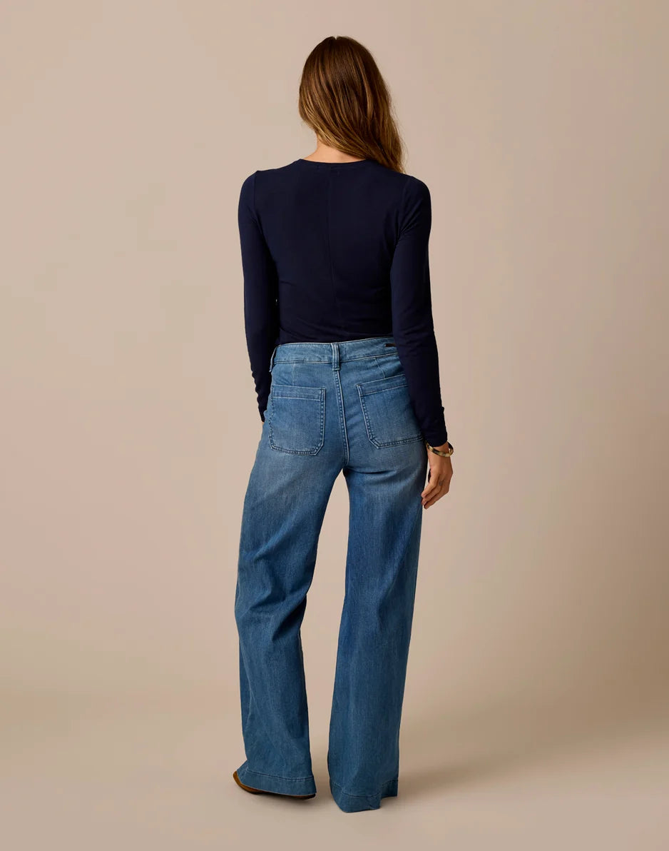 Farrah Lightweight Denim Wide Leg: Magnolia