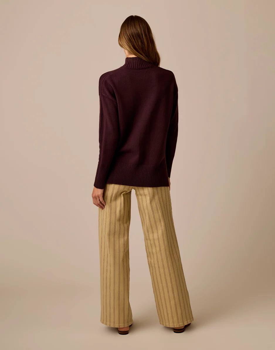 Audrey Wide Leg: Rose Taupe Stripe