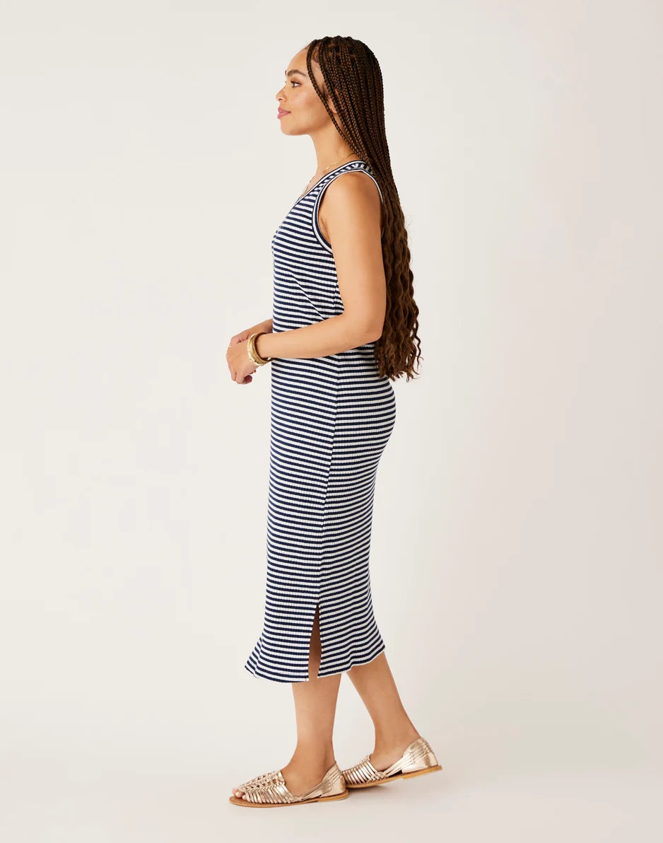 Elodie Rib Dress: Navy Stripe - FINAL SALE
