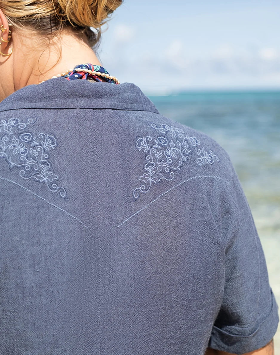 Luca Linen Shirt: Captain Chambray