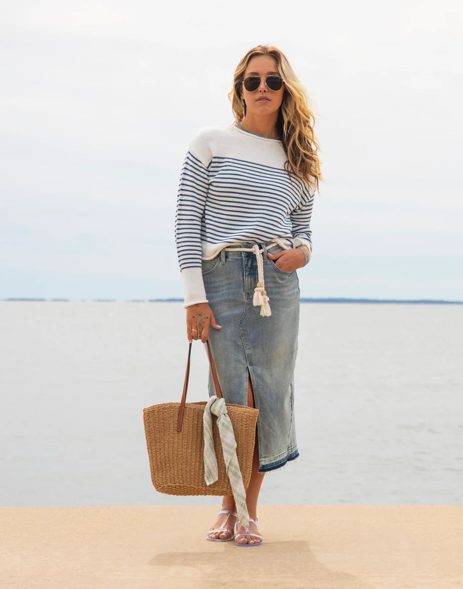 Atlas Denim Skirt: Beach Blue