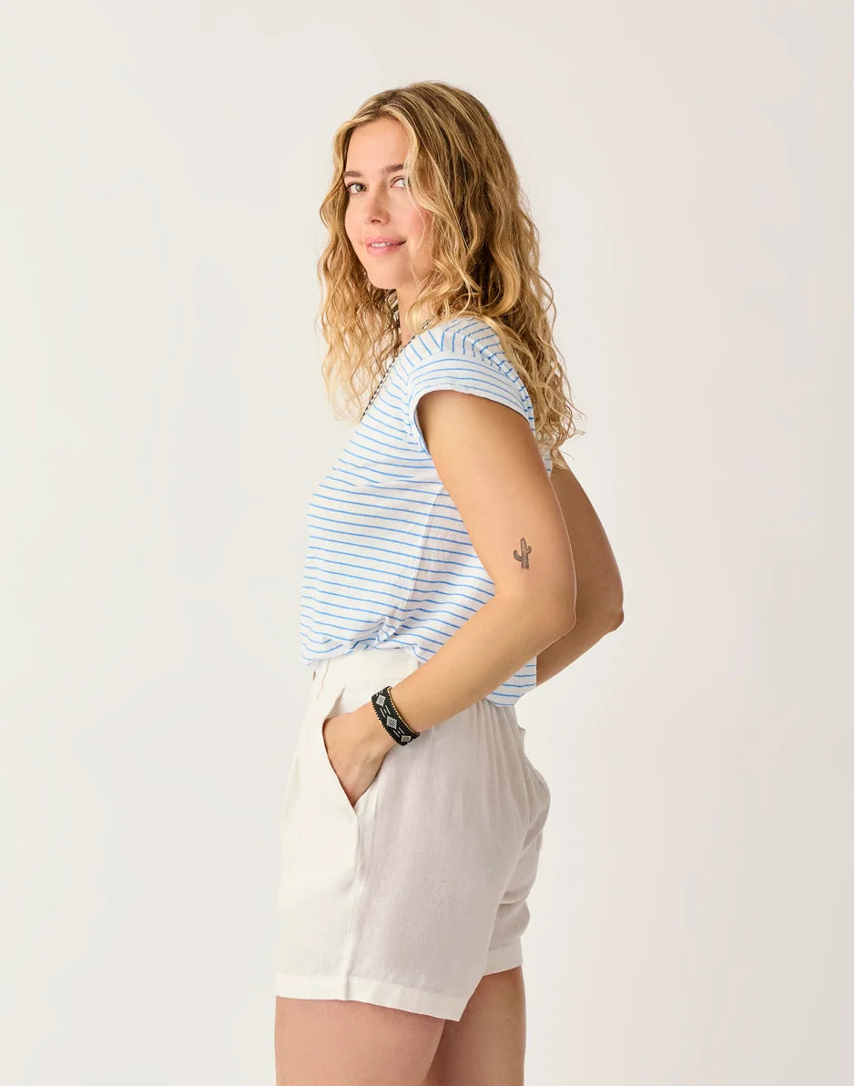 Astrid Hemp Tee: Cloud Stripe - FINAL SALE