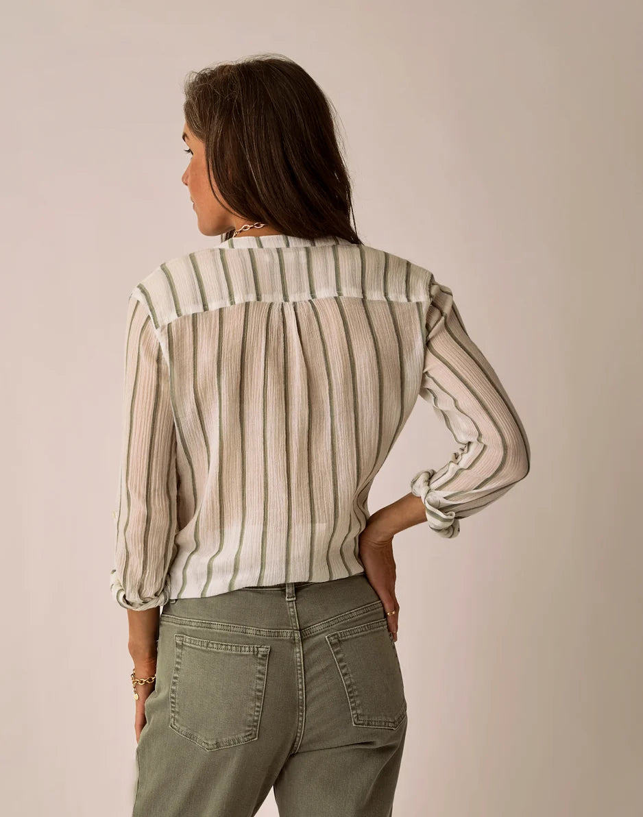 Dylan Gauze Tunic: Fatigue Stripe