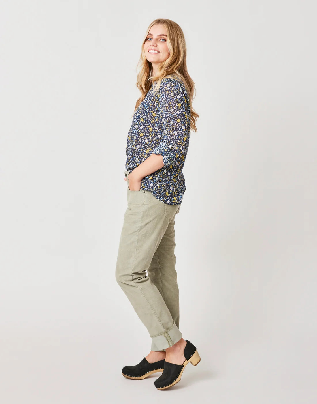 Dylan Gauze Tunic: Navy Folk Floral - FINAL SALE