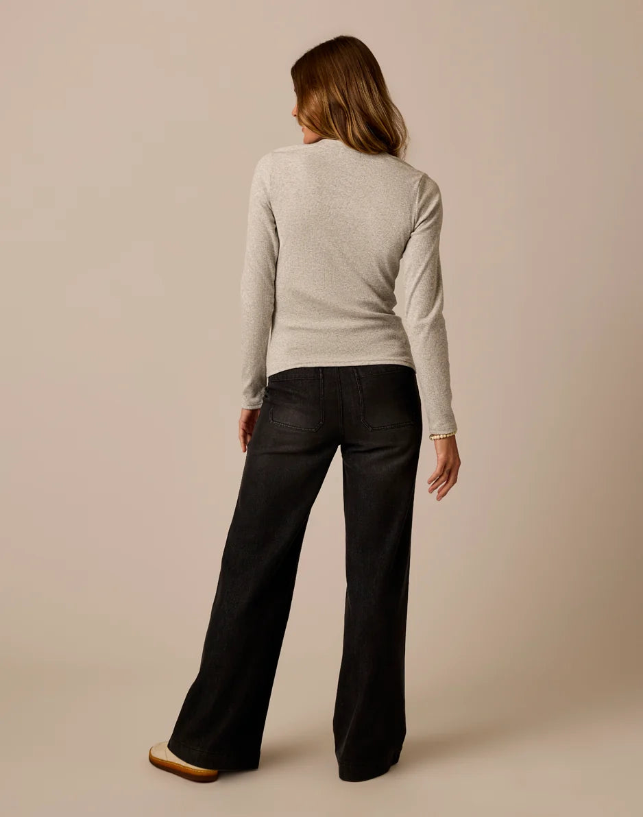 Farrah Lightweight Denim Wide Leg: Washed Black