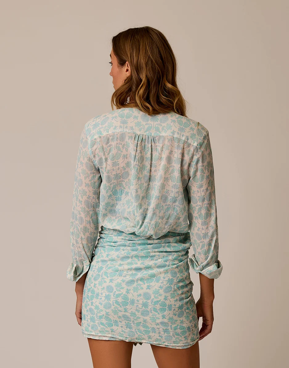 Dylan Gauze Shirt: Cloud Maitai
