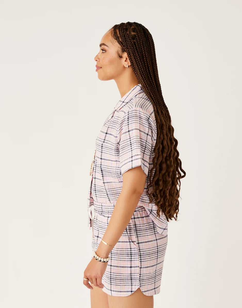 Luca Linen Shirt: Navy Plaid - FINAL SALE