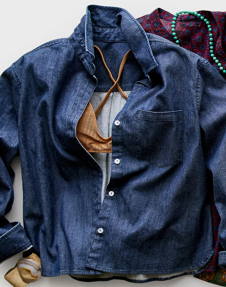 Claire Twill Shirt: Dark Indigo