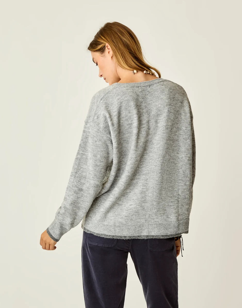 Drue Fuzzy Sweater: Grey w. Dark Grey