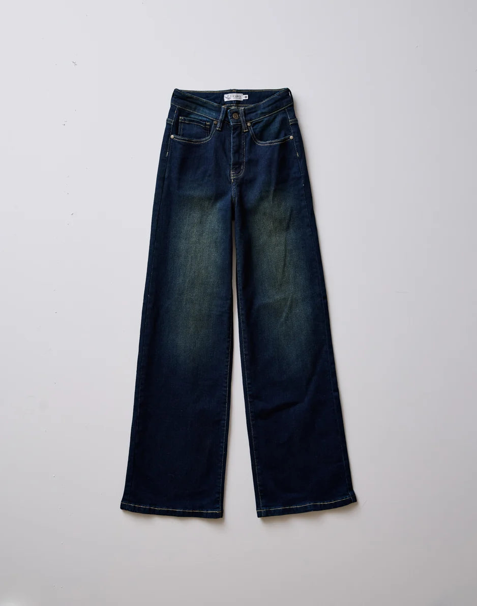Audrey Wide Leg: Dark Rinse