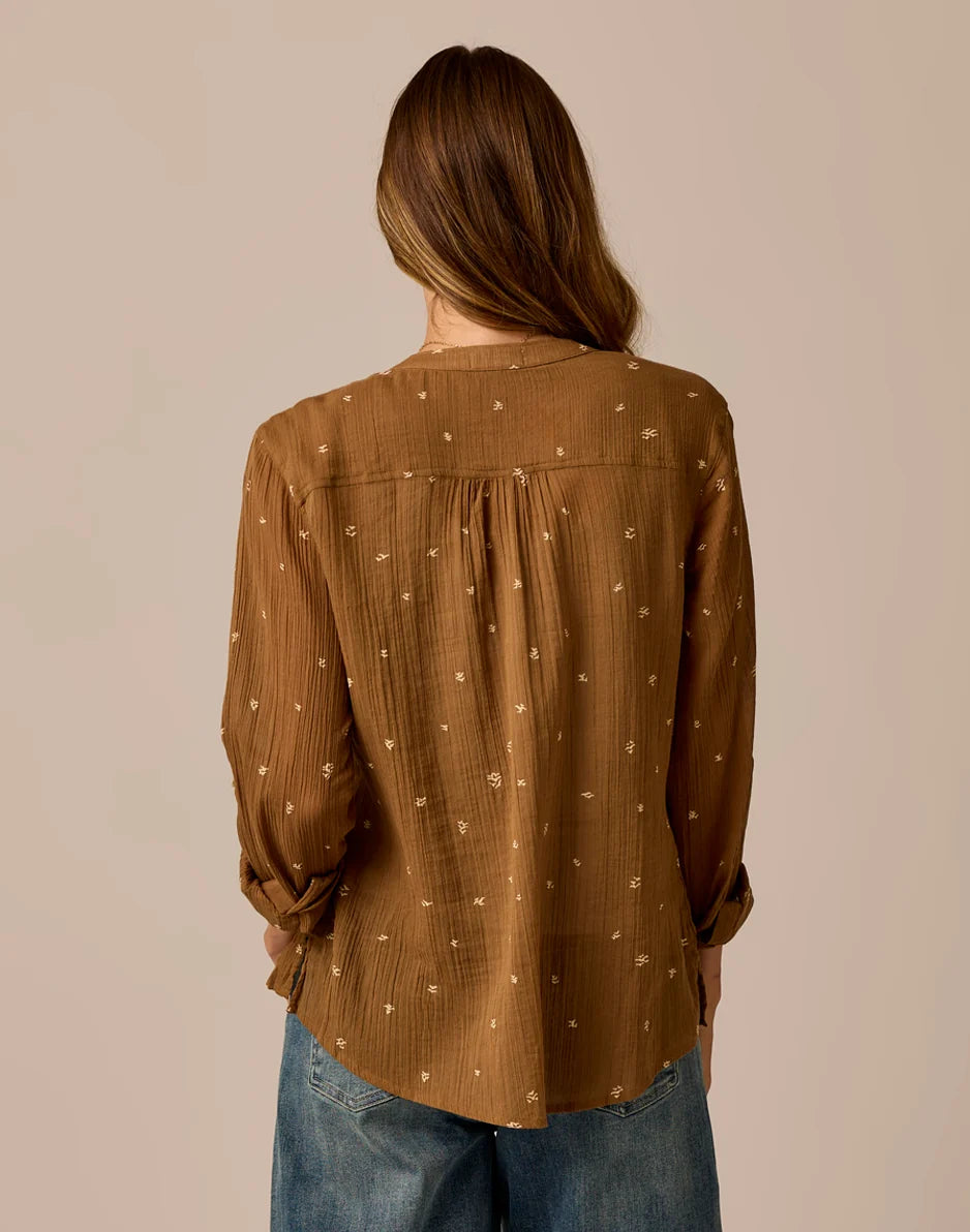 Dylan Gauze Shirt: Walnut Birdsong