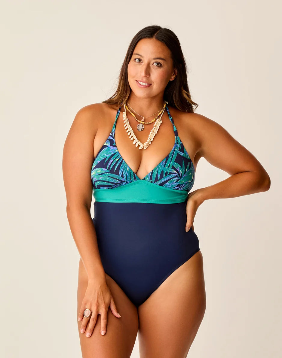 Dahlia One Piece: Blue Oasis w. Navy - FINAL SALE
