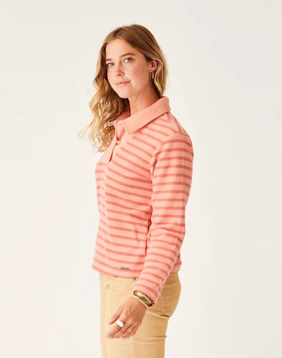 Clara Fleece Pullover: Lt. Henna Even Stripe - FINAL SALE