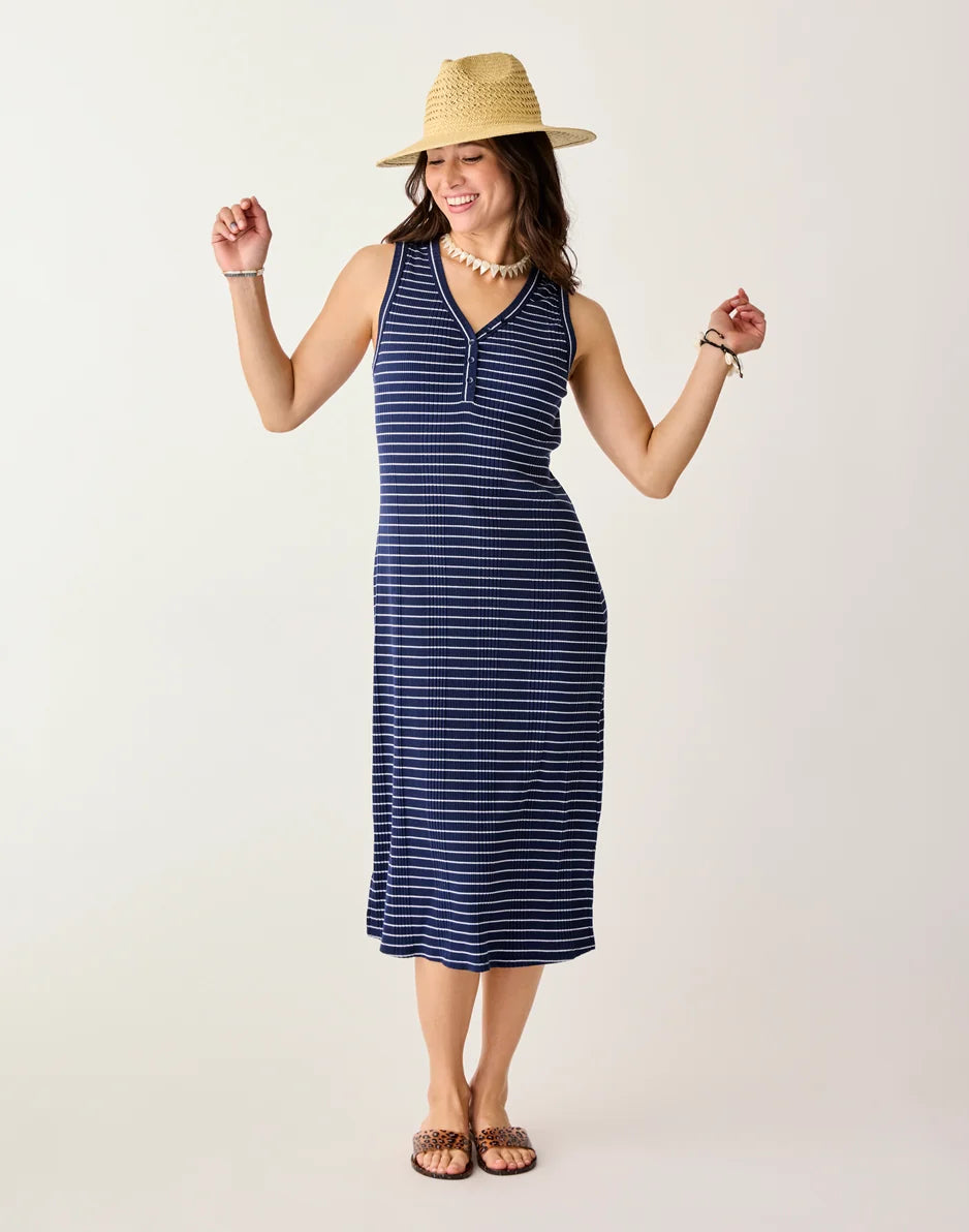 Elodie Rib Dress: Blue Stripe - FINAL SALE
