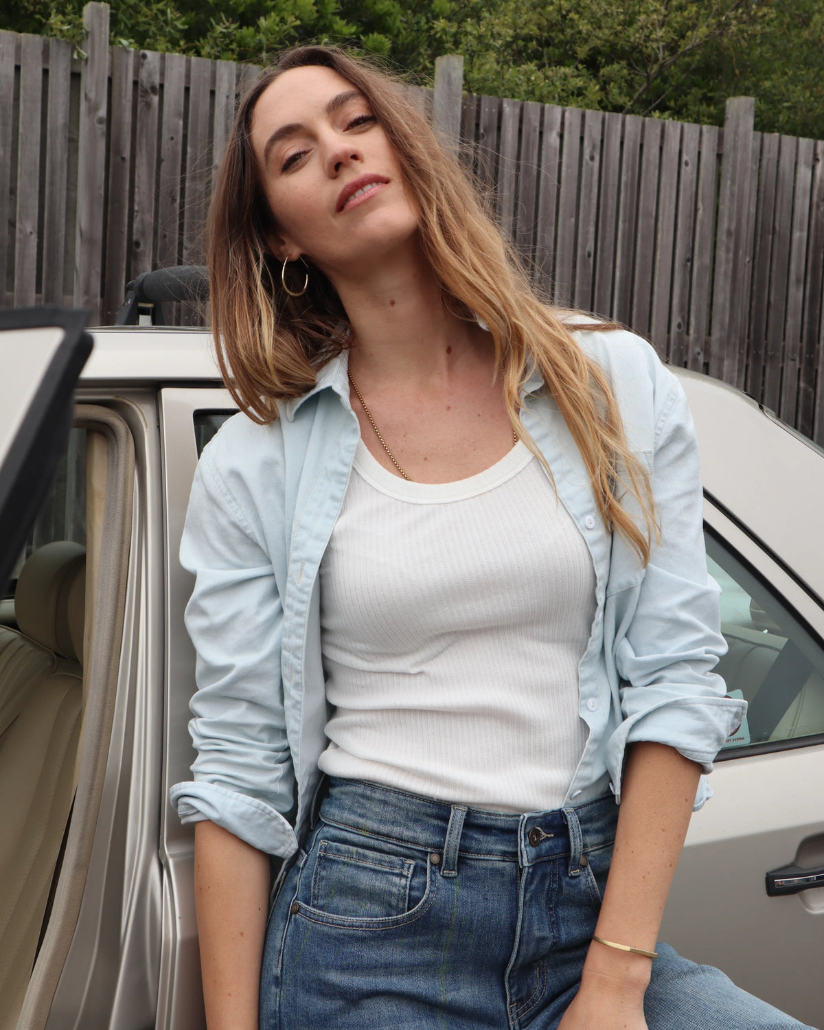 Claire Twill Shirt: Light Indigo