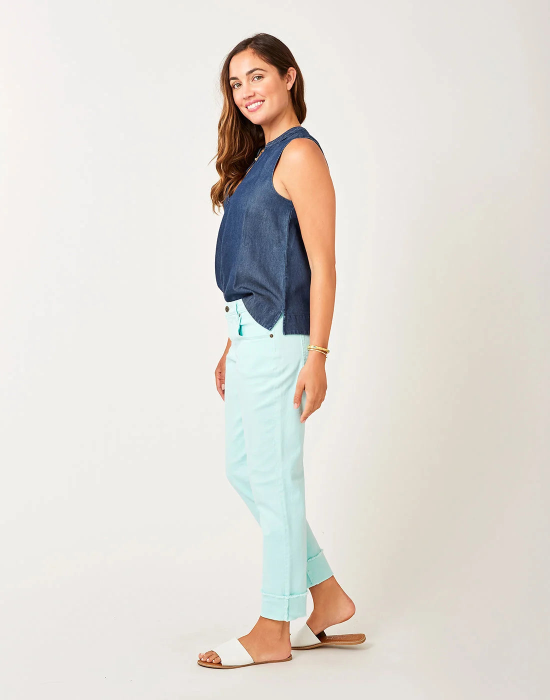 Dylan Tencel Tank: Dark Chambray