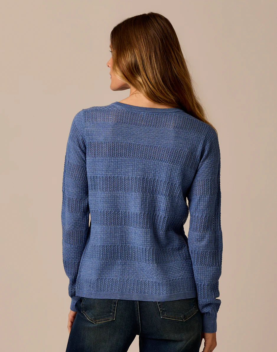 Amara Pointelle Sweater: Denim Heather