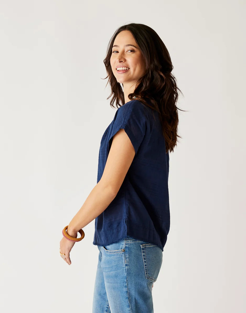 James Textured Top: Navy - FINAL SALE