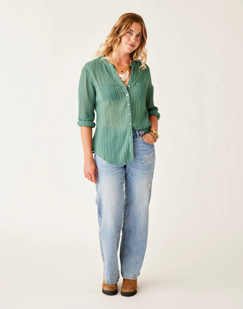 Dylan Gauze Tunic: Forest Multistripe - FINAL SALE