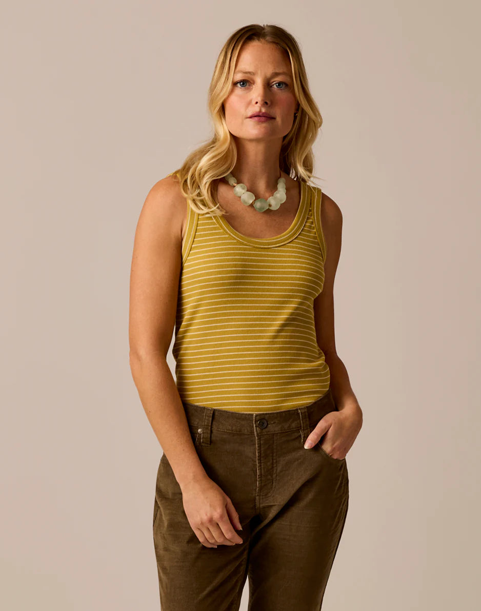 Ever Rib Tank: Gold Glow Stripe