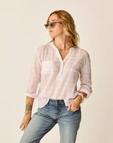 Dylan Gauze Shirt: Hot Pink Plaid - FINAL SALE