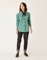 Hudson Stretch Cord Shacket: Forest - FINAL SALE