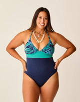 Dahlia One Piece: Blue Oasis w. Navy - FINAL SALE
