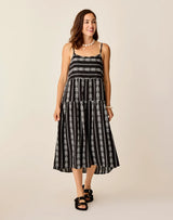 Jacey Textured Dress: Black Embroidered - FINAL SALE