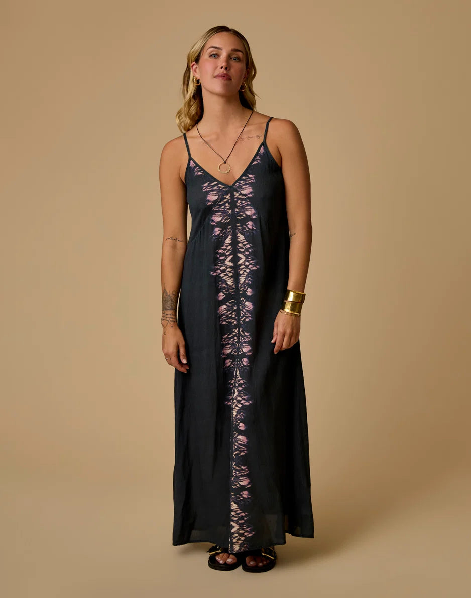 Jordy Slip Dress: Black Tie Dye