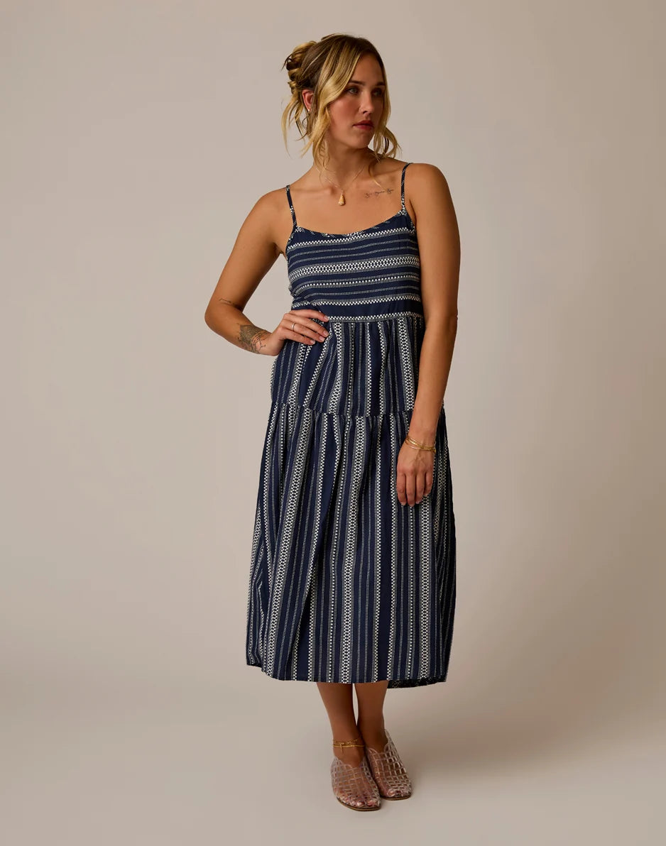 Jacey Textured Dress: Navy Jacquard