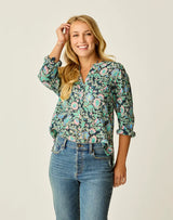 Dylan Gauze Shirt: Navy Multifloral