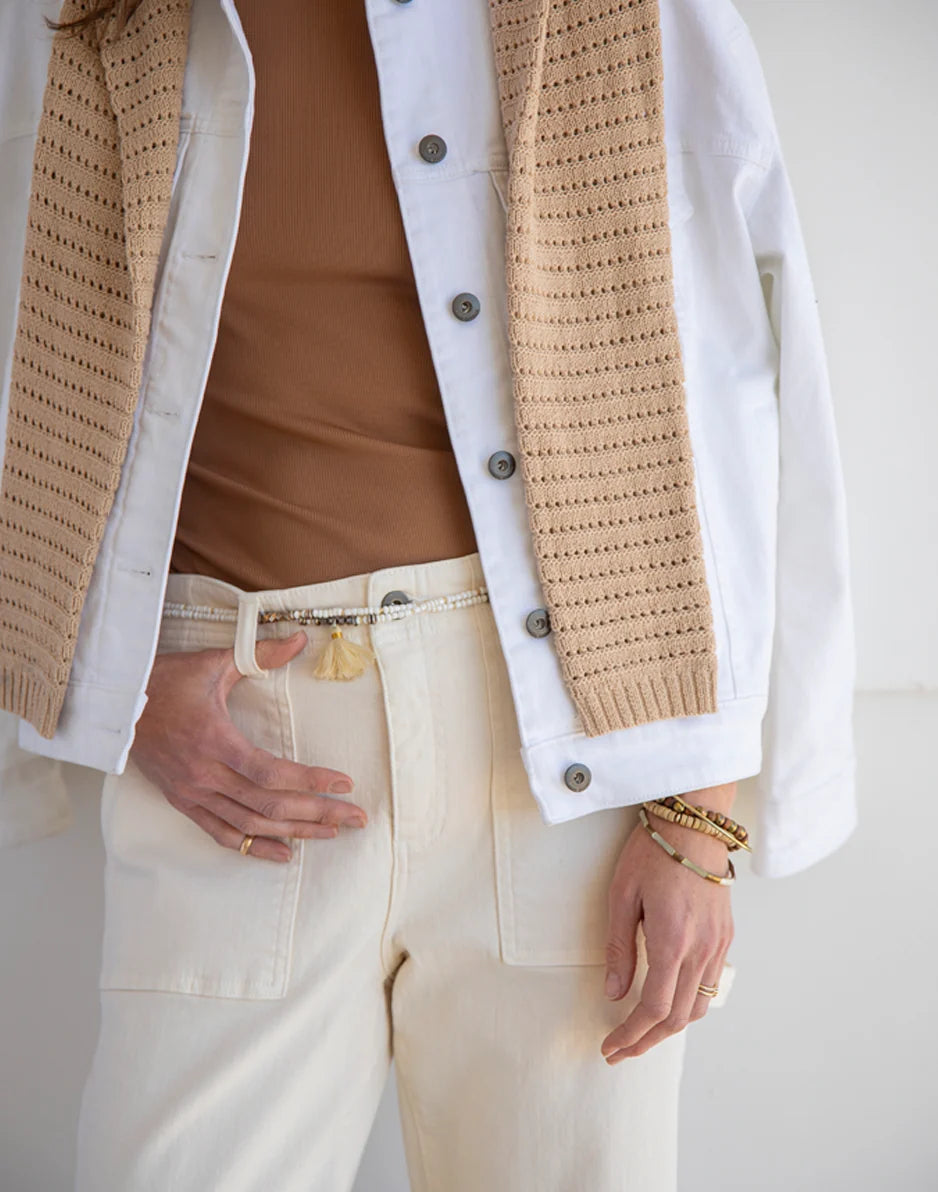 Corey Denim Pant: Ecru