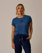 Cassidy Graphic Tee: Vintage Blue Apres