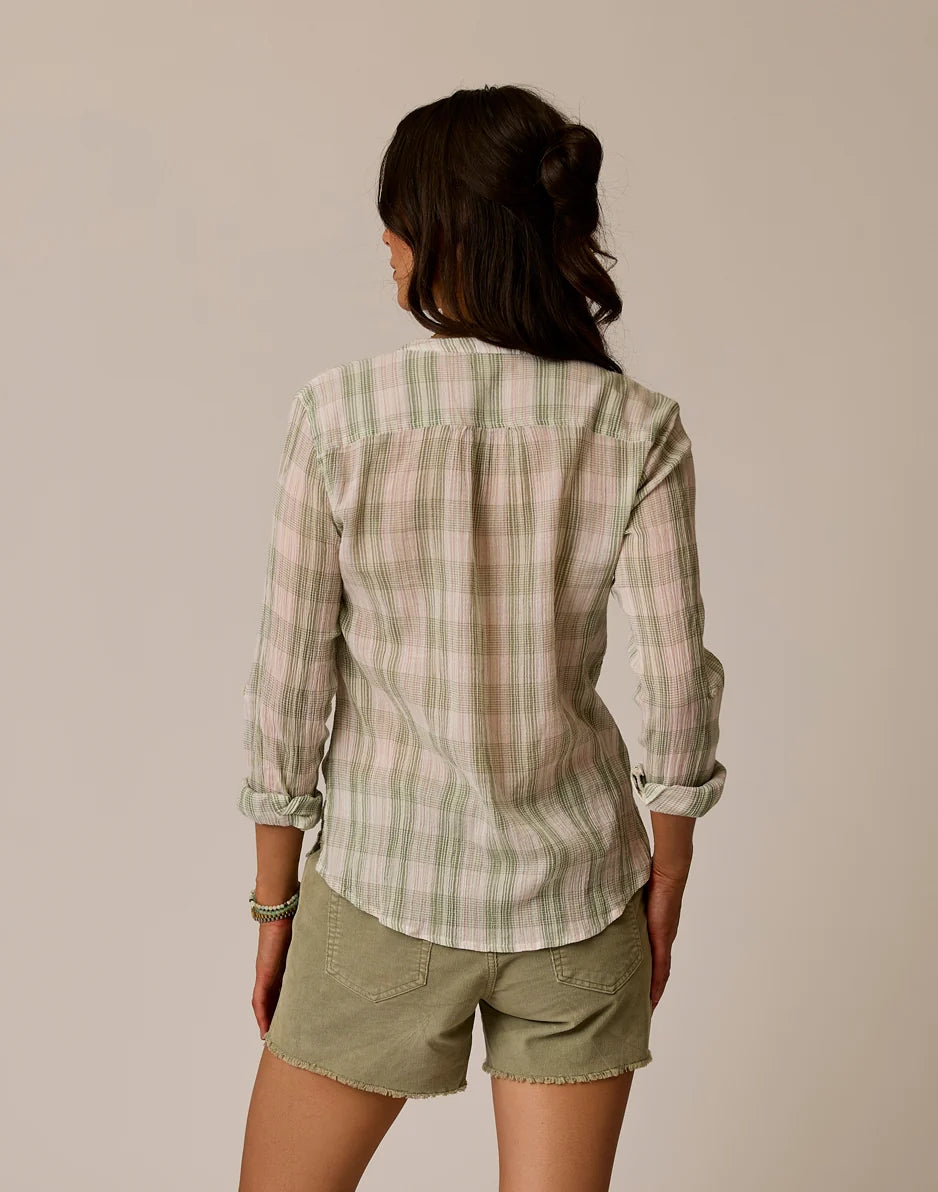 Dylan Gauze Shirt: Fatigue Multiplaid