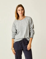 Drue Fuzzy Sweater: Grey w. Dark Grey
