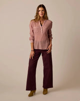 Dylan Gauze Shirt: Rouge Crossdye