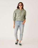 Birdie Slub Hoodie: Lt. Cilantro Rugby Stripe - FINAL SALE